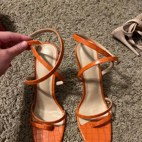 toe heels orange heels size 12